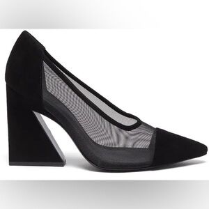 MERCEDES CASTILLO Black Anthea Suede & Mesh Block Heel Size EU 36 US 6
